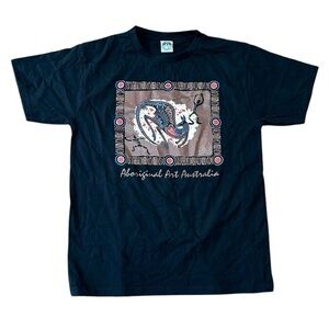 Vintage Australia t-shirt Aboriginal Artwork size small black